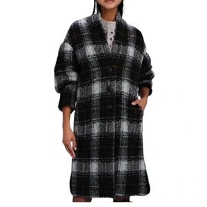 Isabel Marant Etolie Gabriel Plaid Wool Coat